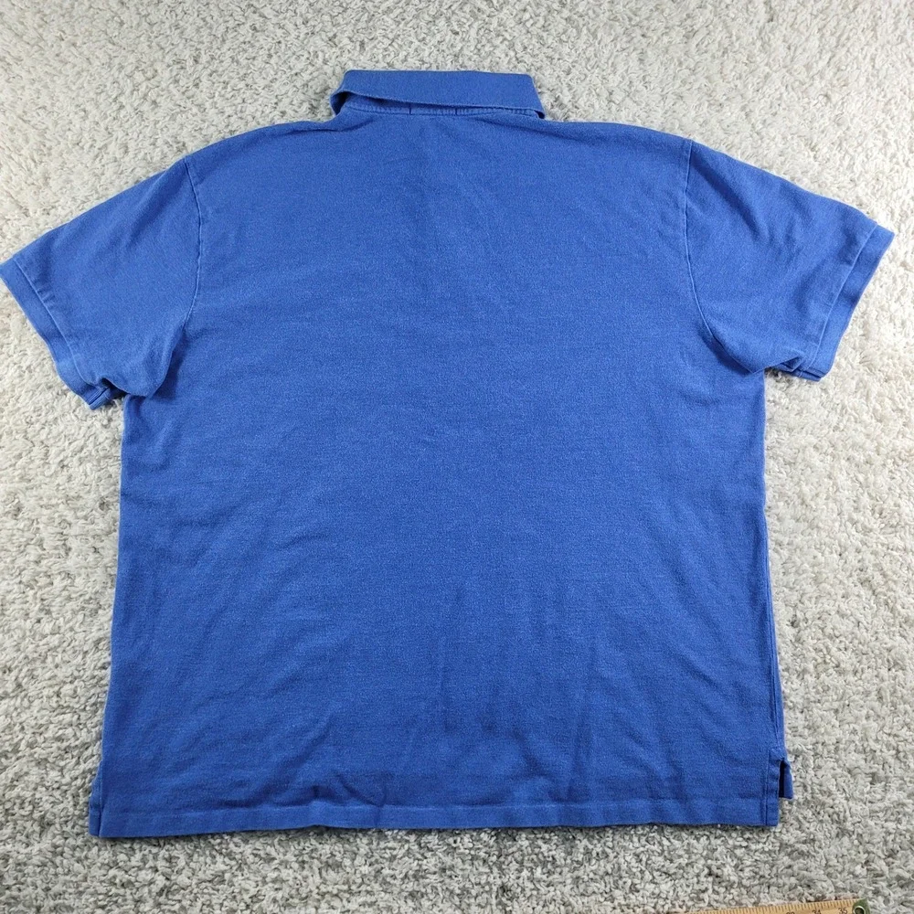 Polo Ralph Lauren Polo Shirt Men's 2XB Blue Short Sleeve Orange Pony Logo Cotton
